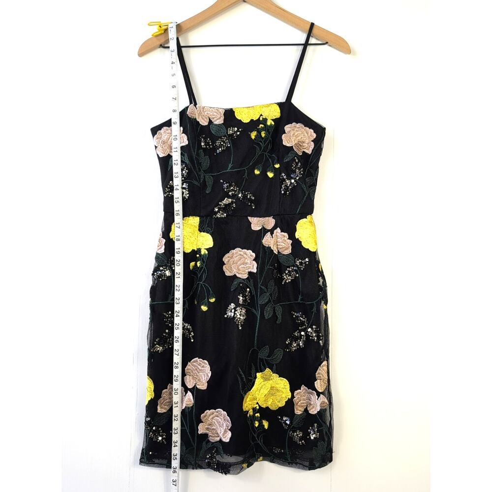 Lulu's Rue Black Floral Embroidered Sequin Bodycon Mini Dress Size XS - Picture 4 of 14